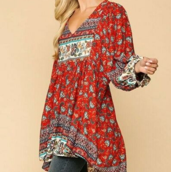 GiGiO Balloon Sleeve Hi-Low Tunic Top with Pockets - Picture 3 of 15